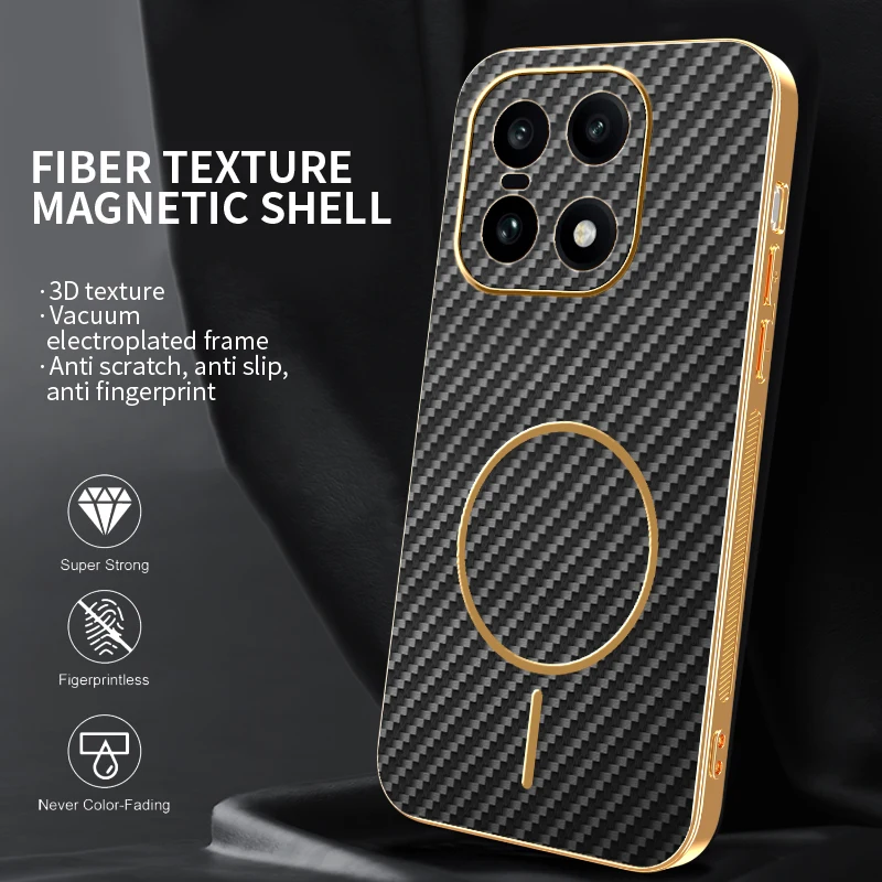 Para OnePlus 15 Funda nuevo negocio galvanoplastia magnética textura de fibra de carbono Funda anticaída para Oneplus 15 Funda a prueba de golpes