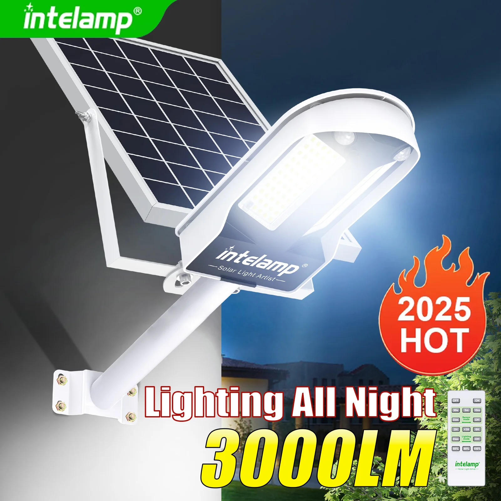 

High Power 3000LM Solar Light Outdoor Solar Lamp Sunlight Motion Sensor Light Remote Control Waterproof Street Wall Yard Lamp