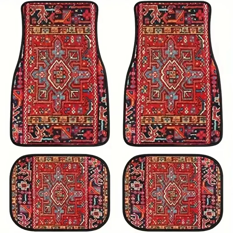Juego de Alfombrillas Universales para Auto, 4 Piezas, Diseño de Alfombra Persa, Duraderas, para la Parte Delantera y Trasera, p