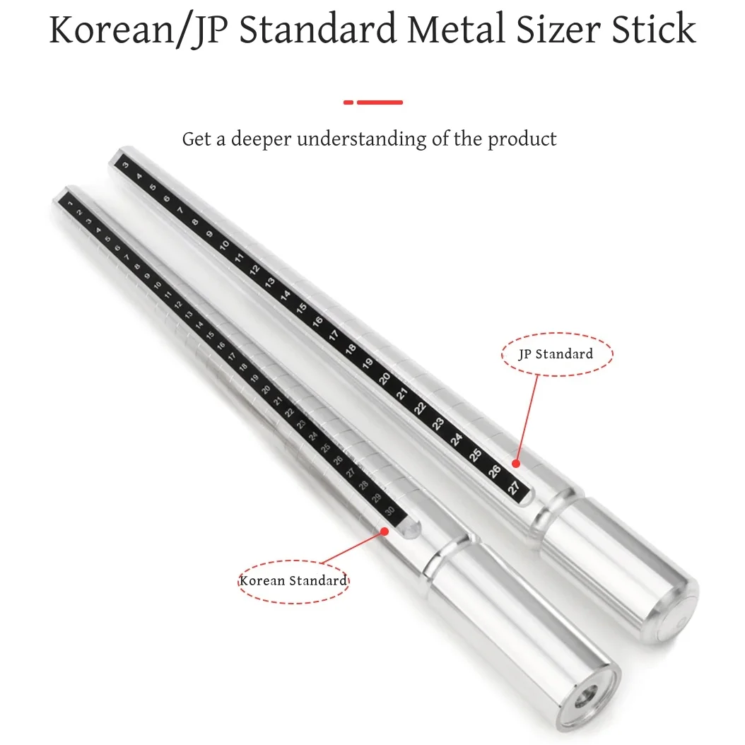 Portable JP & Korean Size Ring Sizer Gauge Stick Accurate Finger Ring Measuring Ruler Adjustable Easy Measurement Tool