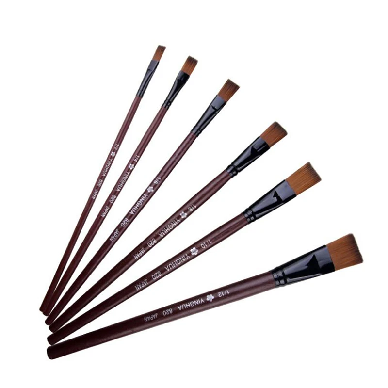6Pcs/set Artists Brushes Nylon Acrylic Oil Paint Brushes For Artist Supplies Watercolor Set Drawing Painting Supplies