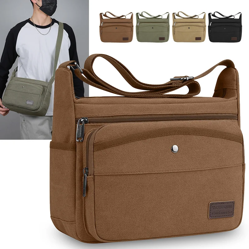 

Simple Men's Canvas Shoulder Bags Casual Daily Travel Crossbody Bags for Men Messenger Bags Fashion High Quality Shoulder Bags