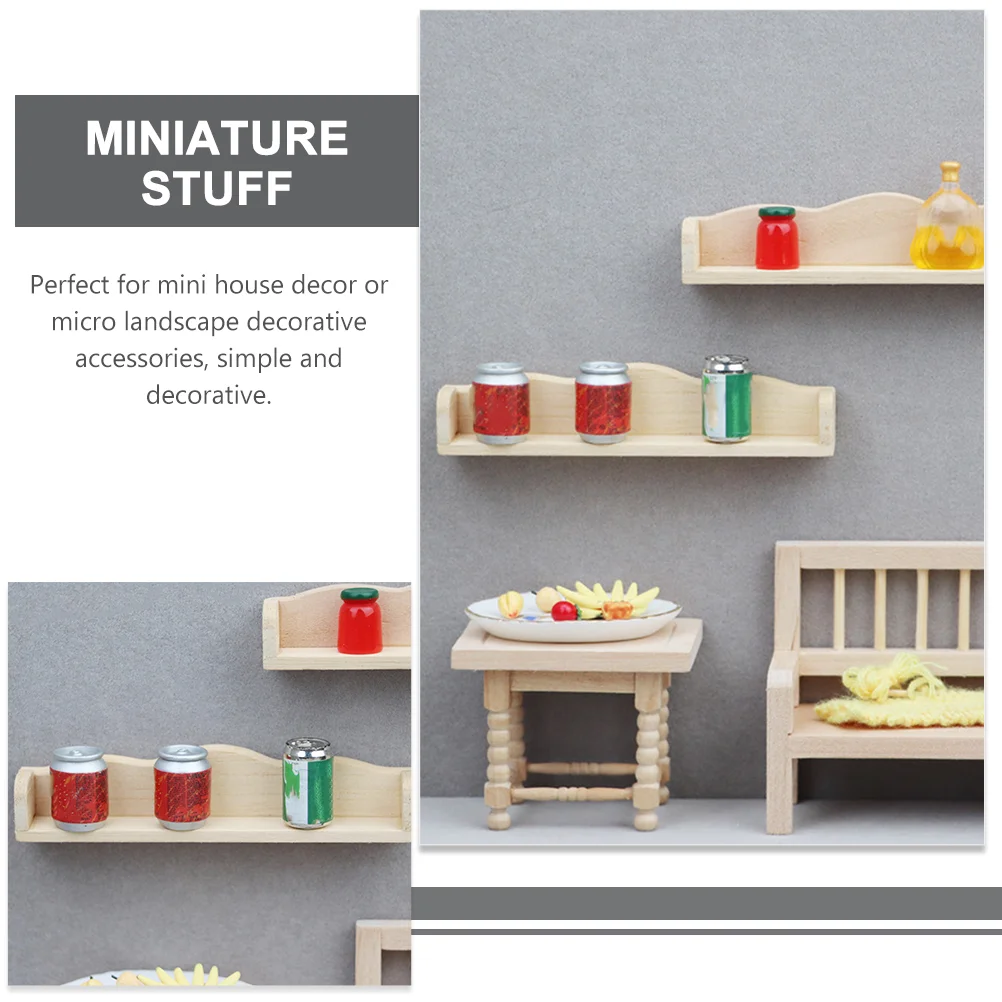 2 Pcs House Mini Furniture Miniature Model Hanging Rack Storage Wall Holder Wooden Shelf