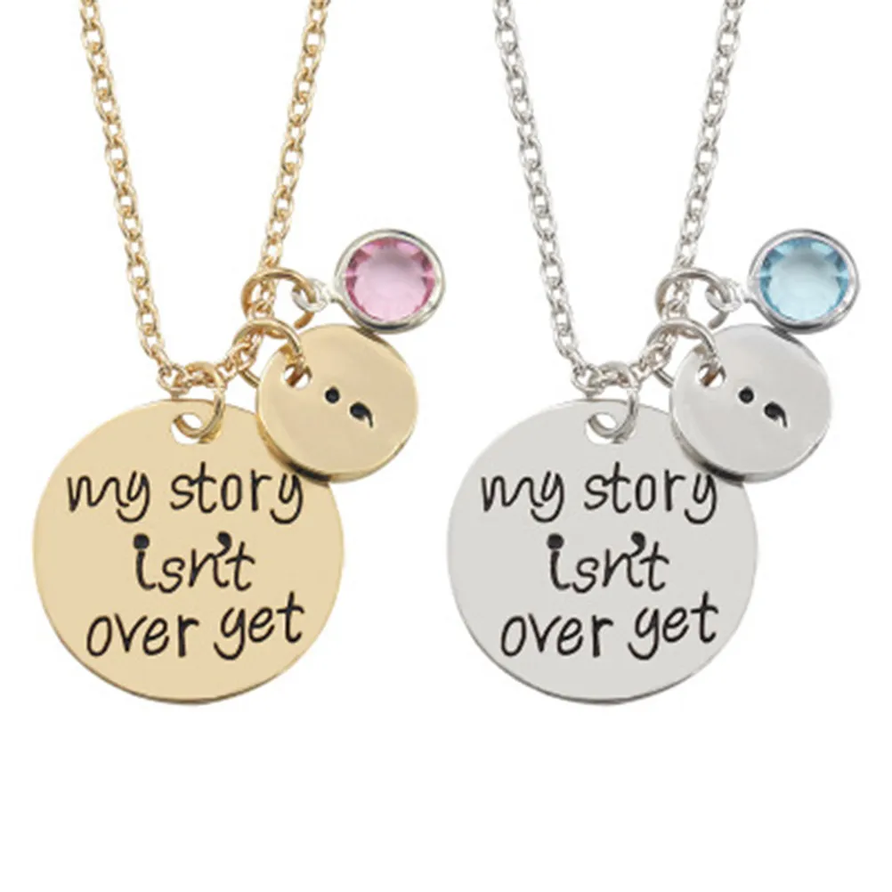Isn't Over Yet Semicolon Necklace Silver Alloy Personalized Jewelry Encouragement Gift for view 2