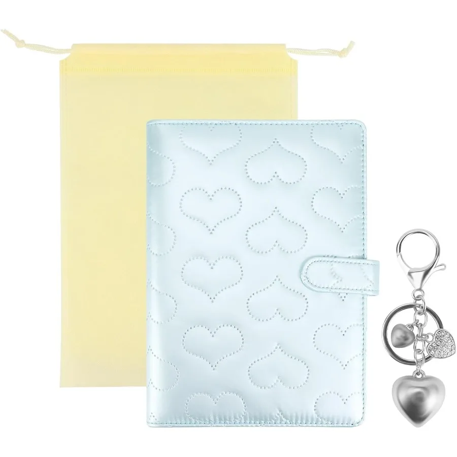 

PU Leather CottonPadded Binder 6Ring Notebook Cover with Gold Keychain Refillable Persol Planner Budget Binder with Magnetic Bu