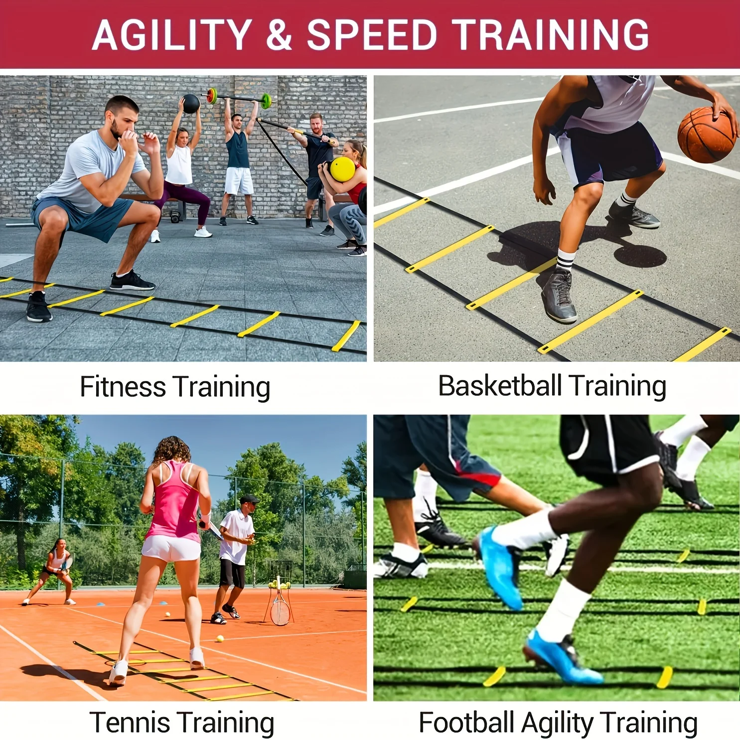 Agility Ladder For Speed Training - Improve Footwork, Coordination, And Quickness - 8, 12, Or 20 Rungs - Includes Carry Bag