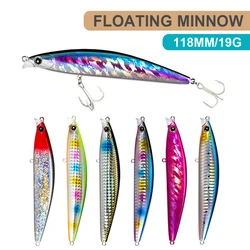 11.8cm 19g Fishing Lure Minnow Wobbler 118F Long Casting Floating Artificial Hard Bait Seawater Fishing Bass Fake Decoy MN683