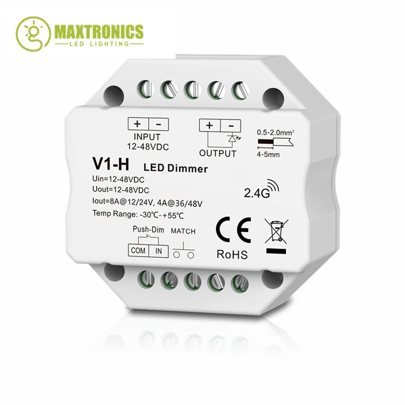 V1-H 12-48VDC 24V 36V 96W/192W/144W/192W jednokolorowy ściemniacz LED bezstopniowy regulator ściemniania/przyciemniania dla światła LED