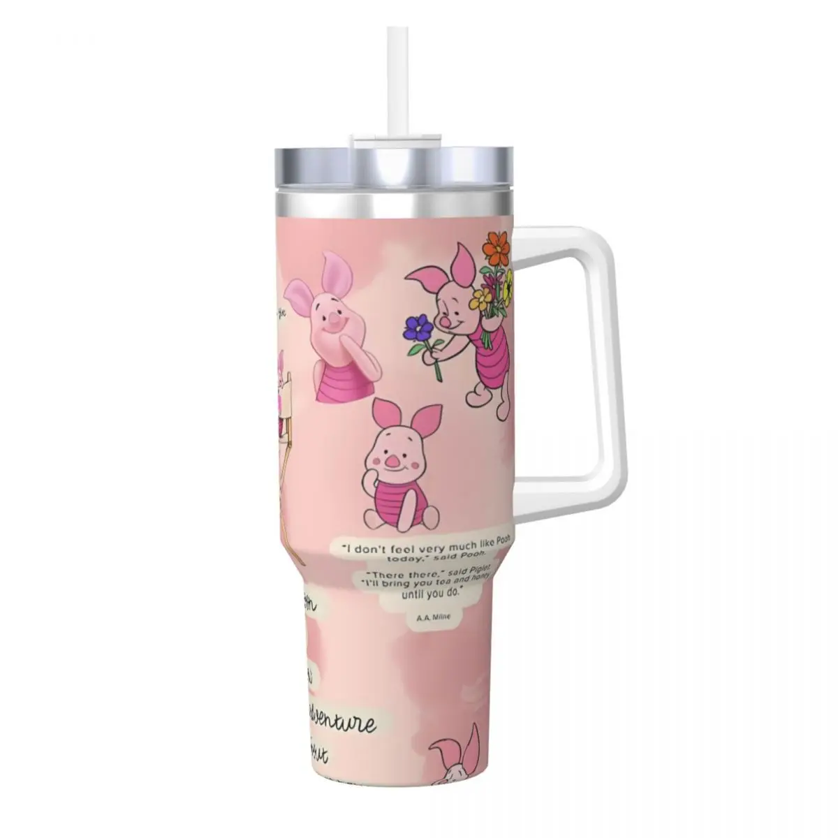 Winnie The Pooh Piglet Stainless Steel Tumbler Beach Mugs Cup Thermal Cups Keep Heat Hot Drinks Milk Tea Water Bottle