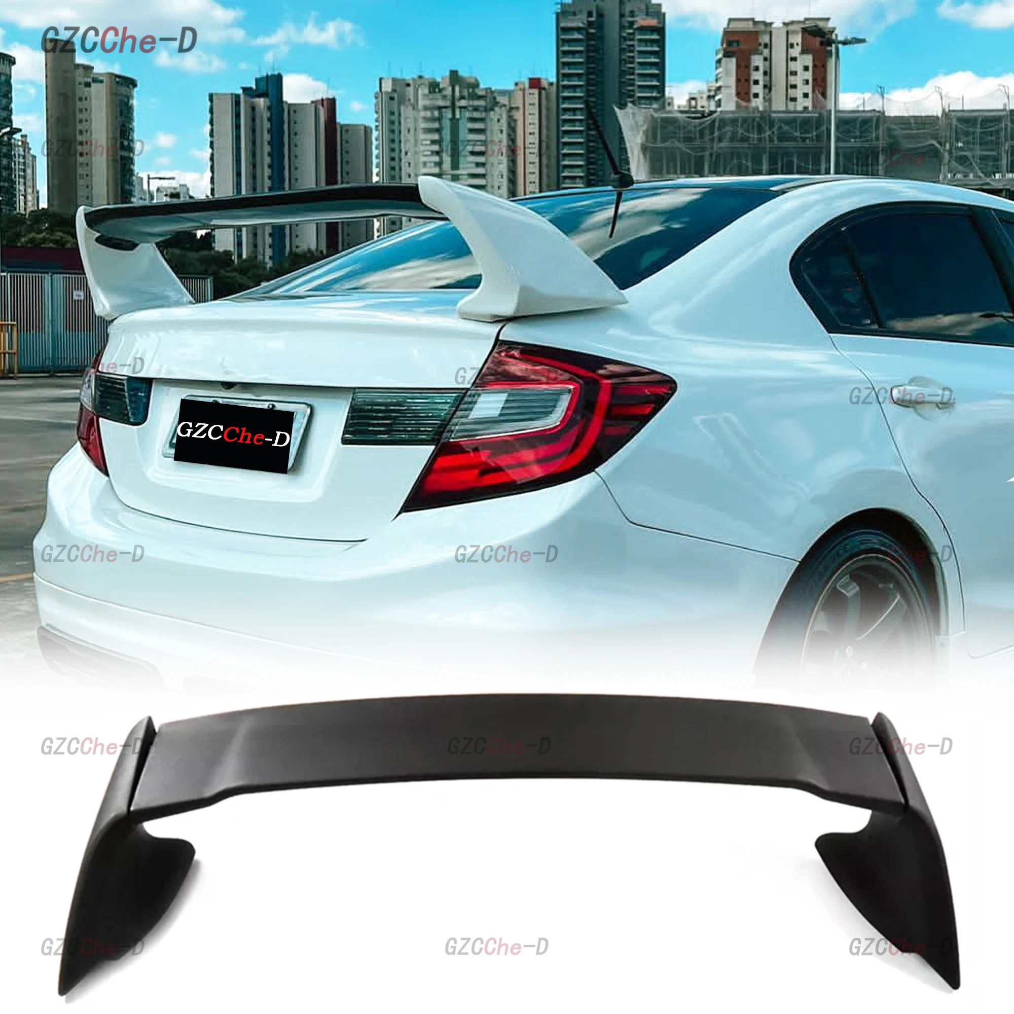 2012-2015 Honda 9th and 9.5th generation Civic GT style rear spoiler luggage compartment lid diffuser kit, rear wing accessories