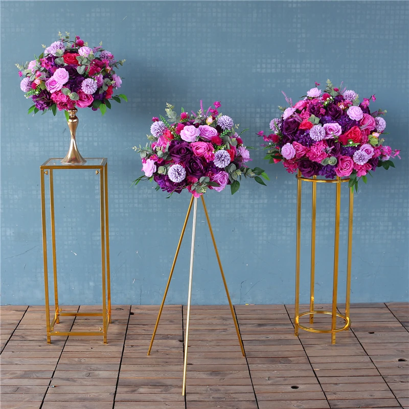 JAROWN Wedding Arch Shiny Metal Iron Triangle Cylinder Square Frame Backdrop Gold-Plated Geometric Flower Stand Home Decoration