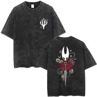 Camiseta con estampado de doble cara de Caballero hueco de juego Vintage lavada, regalo para seguidores, camisetas informales de manga corta de gran tamaño a la moda para hombres y mujeres