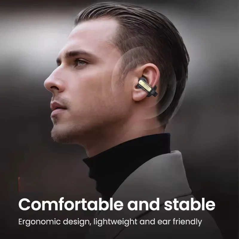 Bone Conduction Headphones Wireless Bluetooth5.4 Compatible 3d Surround Sound Bass Ear Clip-on Sports Noise-Cancelling Earphones