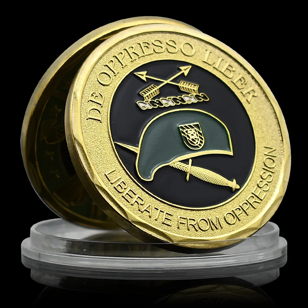 Gold Plated US Special Forces Commemorative Coin Green Berets Collectibles Souvenir Liberate From Oppression Military