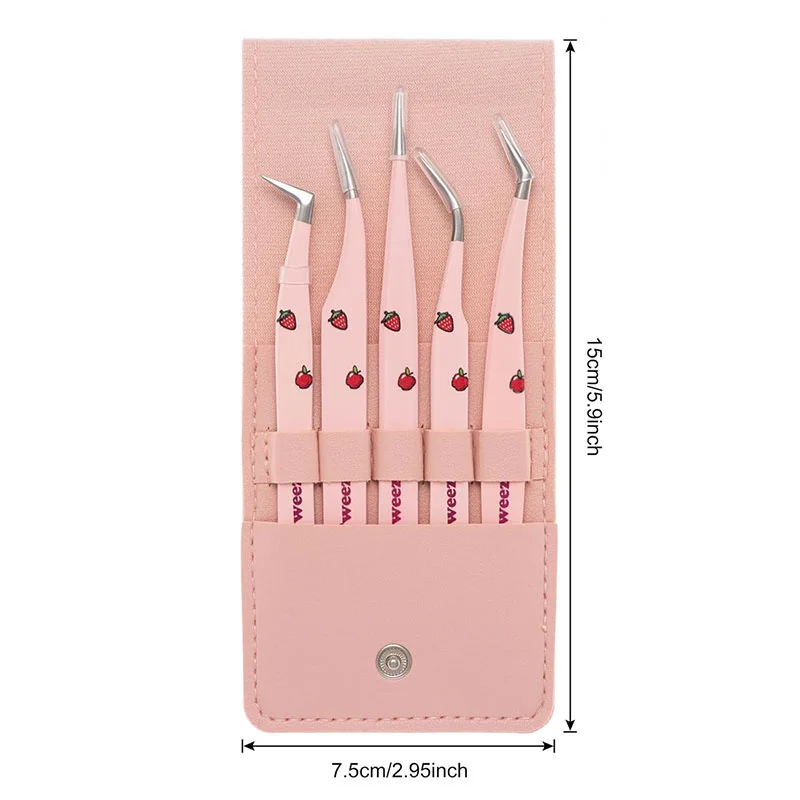 Juego de pinzas para pestañas, 5 uds., alicates con Clip para extensión de pestañas postizas, pinzas para cejas para el cabello, arte de uñas, pinzas para soldar pestañas, herramientas de maquillaje