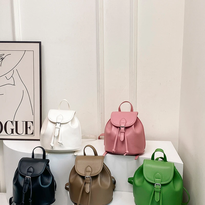 Mochila De cuero suave Popular en Japón y Corea del Sur, estilo occidental, versátil, Color Macaron, moda femenina, bolso nuevo, 2024