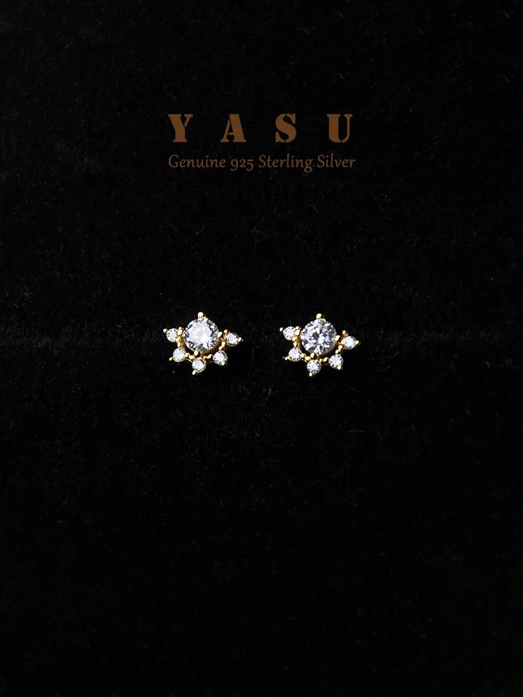 Yasu 925 Sterling Silver Earrings for Women Cubic Zirconia Eye Sunup Stud Earrings Exquisite Cute Student Jewelry Accessories