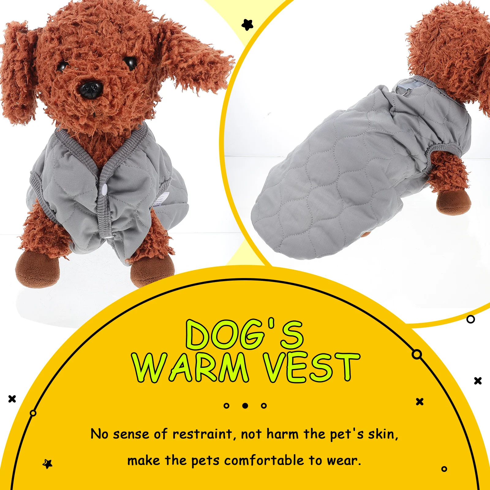 

Pet Cotton Vest Winter Warm Puppy Coat Lightweight Comfortable Dog Cotton-Padded Clothes Suitable Daily Festival Photo