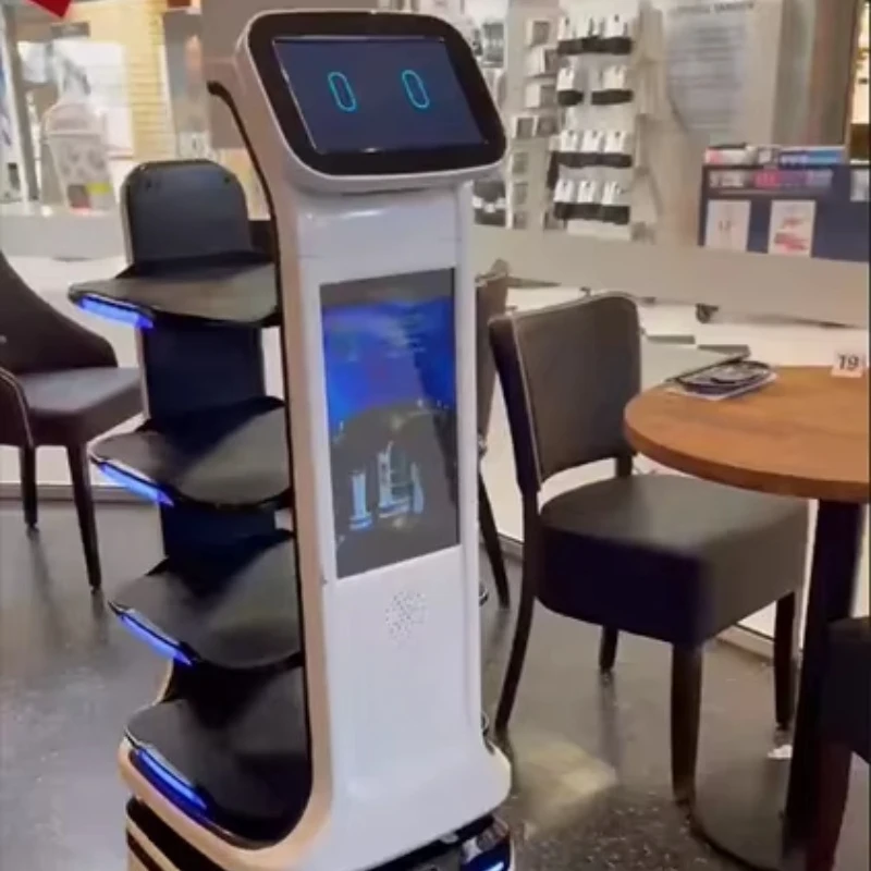Custom Commercial Serving Robot Touch Screen Auto Navigation Food Delivery Robot Smart Catering Robot for Restaurant Hotel Use