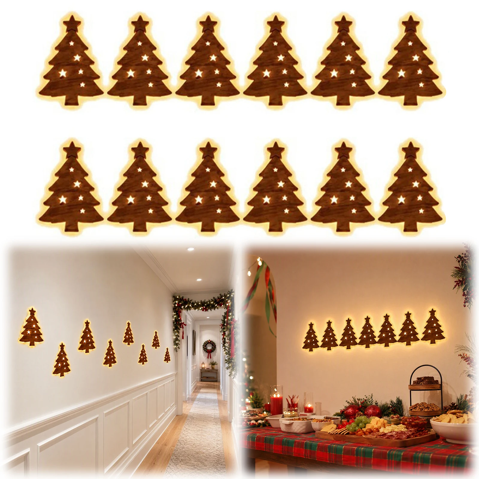 Wooden Reindeer Wall Decor 7PC - Lighting Christmas Decor 评论和价格