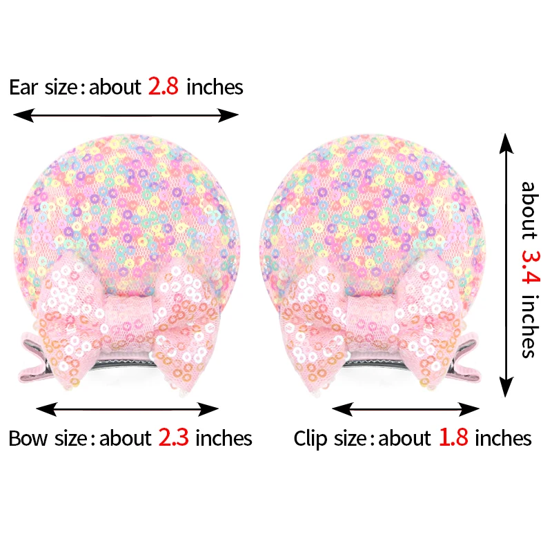 2024 nowe klasyczne spinki do włosów z uszami myszy dla dziewczynek festiwal wycieczka brokatowe spinki do włosów urodziny dzieci DIY akcesoria do