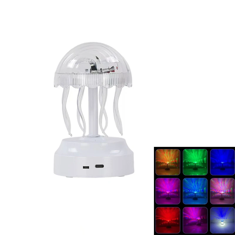 

New RGB Jellyfish Light Color Automatic Switching Atmosphere Light Colorful Creative Type-c Rechargeable Led Projection Light