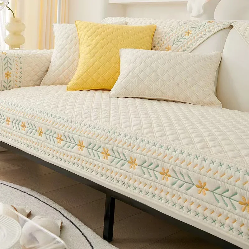 Modern Bohemia Style Sofa Cover for Living Room Embroidery Non-slip Sofa Towel Four Season Universal Couch Towel Home Decor