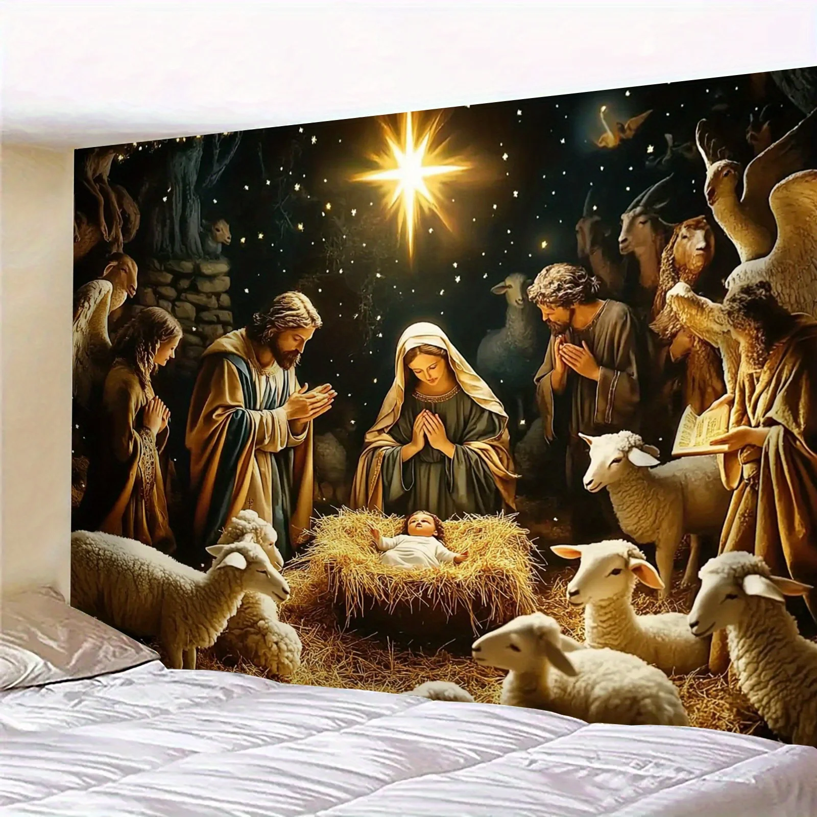 2D Flat Banner Featuring a Christmas Scene, Available in One Piece - Sizes Ranging from 39.0inch X 59.0inch to 70.8inch X 90.5in