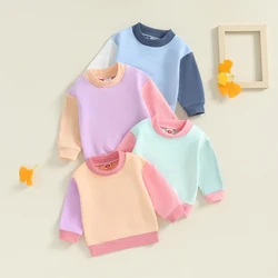 2024-06-05 Lioraitiin 0-5Y Toddler Girls Boys Sweatshirts Contrast Color Crew Neck Long Sleeve Baby Pullovers Fall Clothes Tops