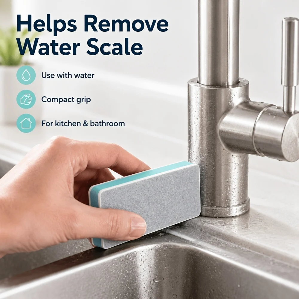 Magic Limescale Eraser Sponge Glass Shower Door Water Stain Remover Bathroom Window Cleaning Wipe