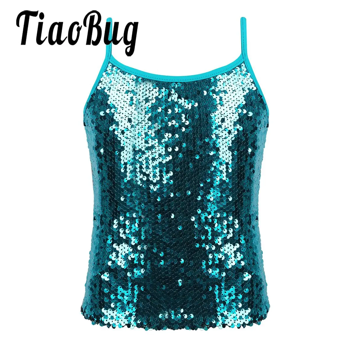 

Kids Girls Sequins Gymnastics Ballet Dance Crop Top Children Sleeveless Tops Vest Girls Cheer Jazz Camisole Performance Clothes