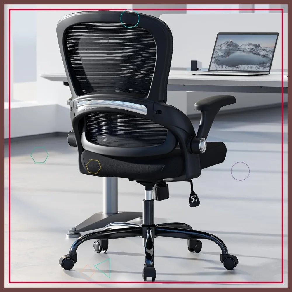 

Эргономичное офисное кресло с поясничной опорой, дышащей сетчатой спинкой, сиденьем с толстой подушкой для домашнего офиса, работы и игр