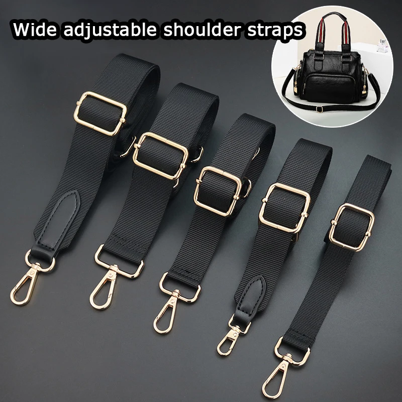 Black Long Shoulder Bag Straps Fashion Wide Replacement Strap For Bags Nylon Woman Messenger Accessories Adjustable Bag Handle