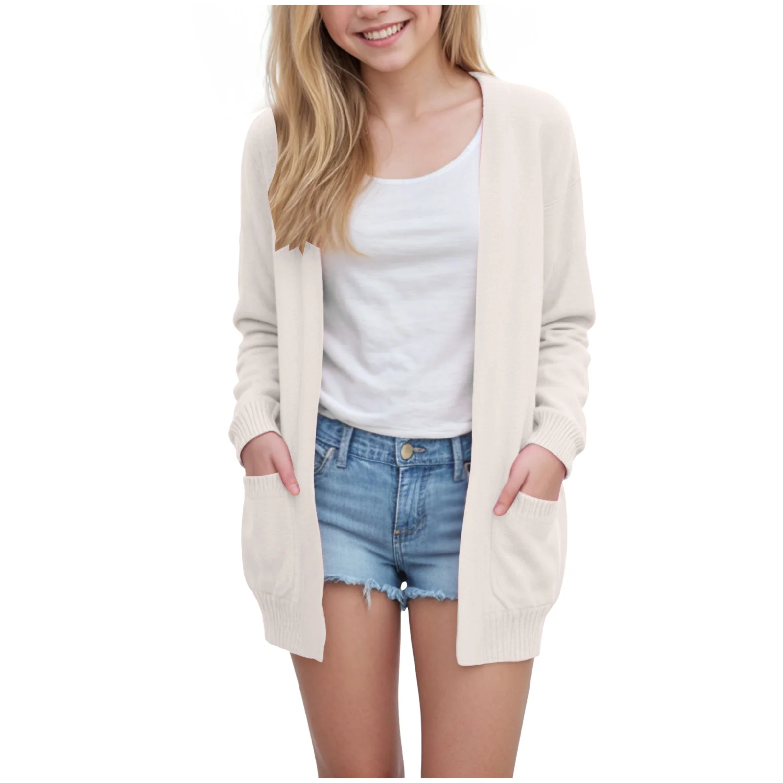 

Coats For Girls Big Kids Girls Loose Pocket Knitted Cardigan Sweater Solid Color Casual Jacket Boys Winter Jacket 8 Hot Selling