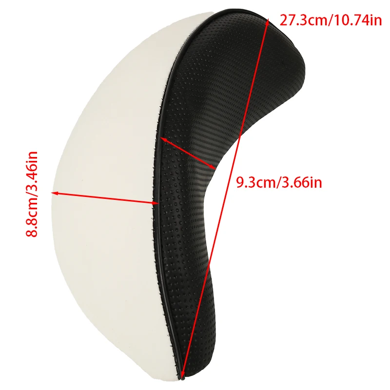 مسند ظهر عالمي للسيارة الكهربائية على شكل هلال منحني على شكل قمر وسادة مسند ظهر من الجلد الأبيض والقطن #3