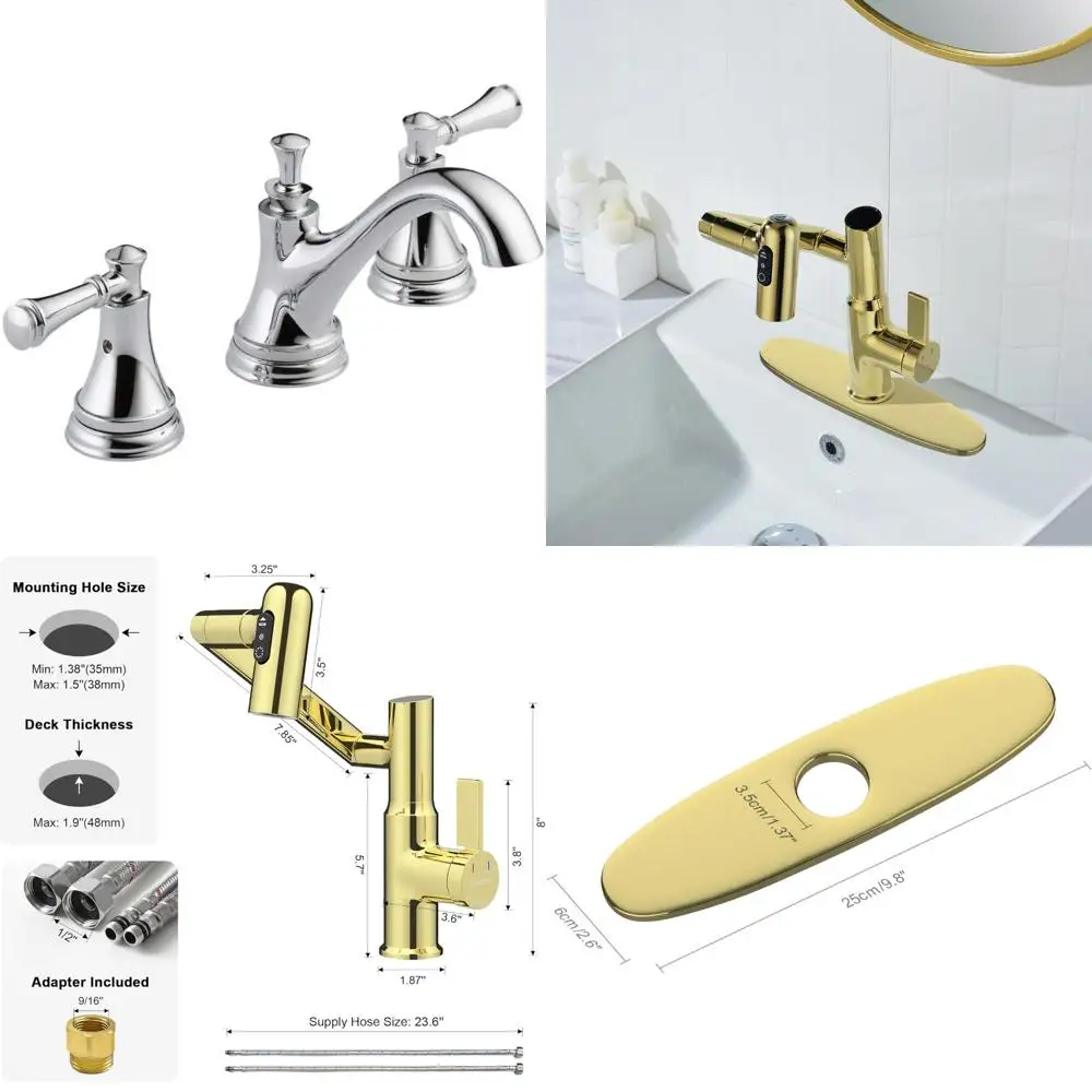 

Widespread 2-Handle Chrome Bathroom Faucet with Eco-Friendly Design for Modern Sinks