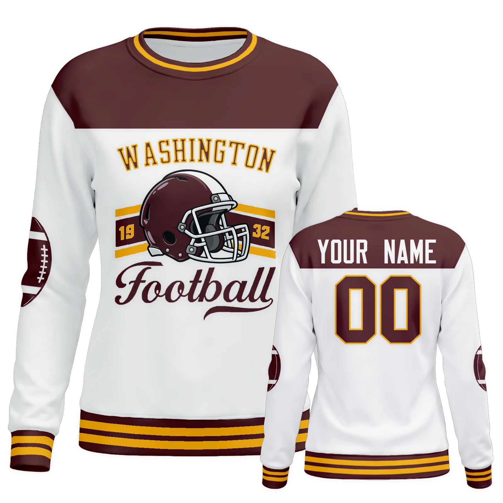 Custom Washington City Sweatshirt for Women, Personalized Name Number Logo Crewneck Sweatshirt, Game Day Football Sweatshirt
