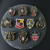 Wholesale of British retro Hong Kong style badges, casual accessories, navy and army hexagonal metal commemorative brooches