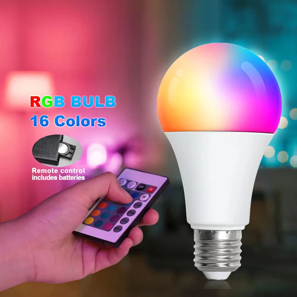 LED RGB Light Bulb AC 220V 230V E27 Bombillas LED  IR Remote Control Changeable Colorful RGBW Led Lamp Spotlight Bulb