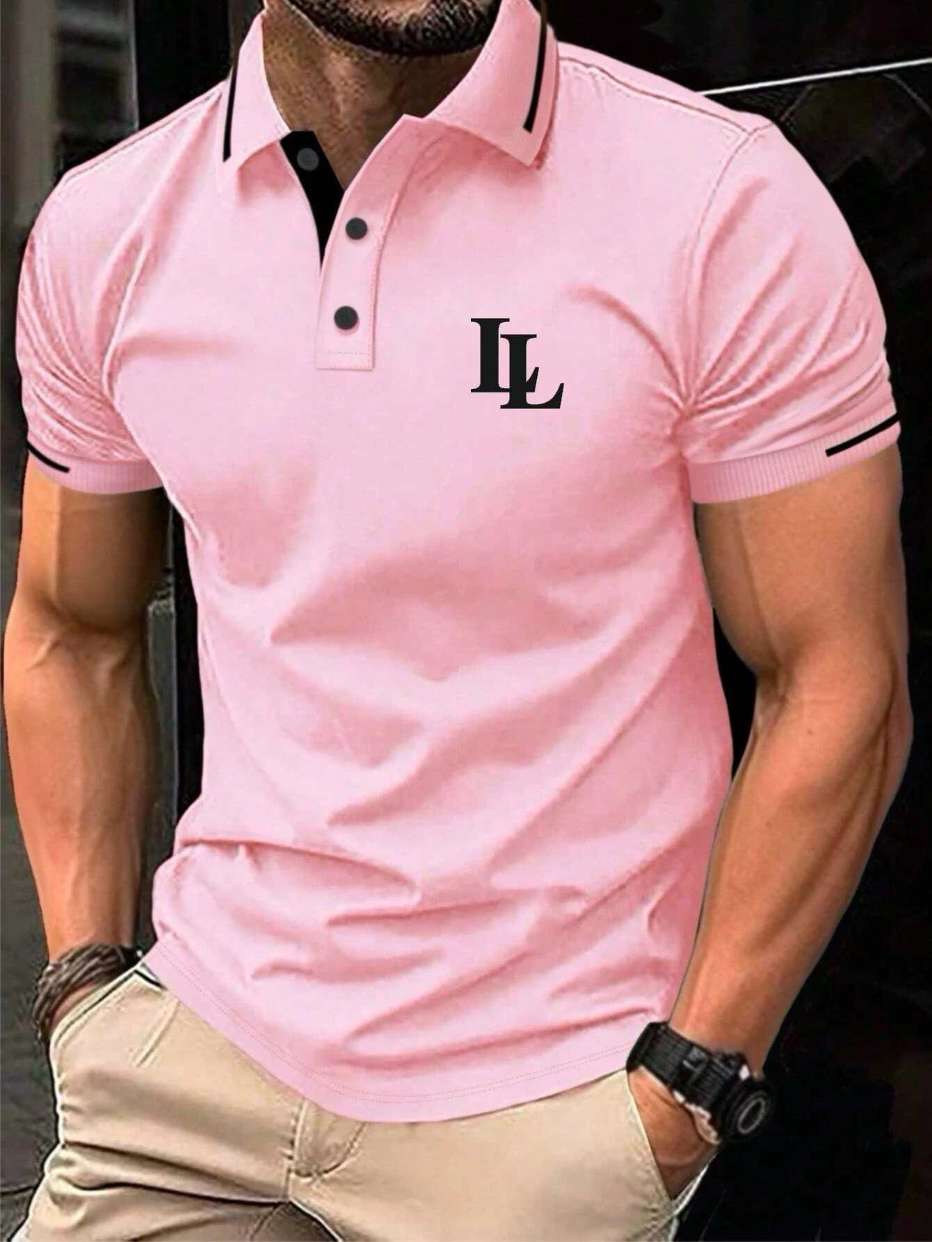 Nowa letnia koszulka polo męska z kołnierzykiem na guziki z krótkim rękawem Casual Sports Solid Color Stójka Trend T-Shirt dla mężczyzny