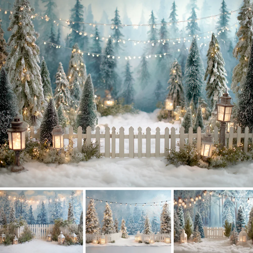 Photography Lighting White Background - Winter Snow Pine Forest Backdrop White