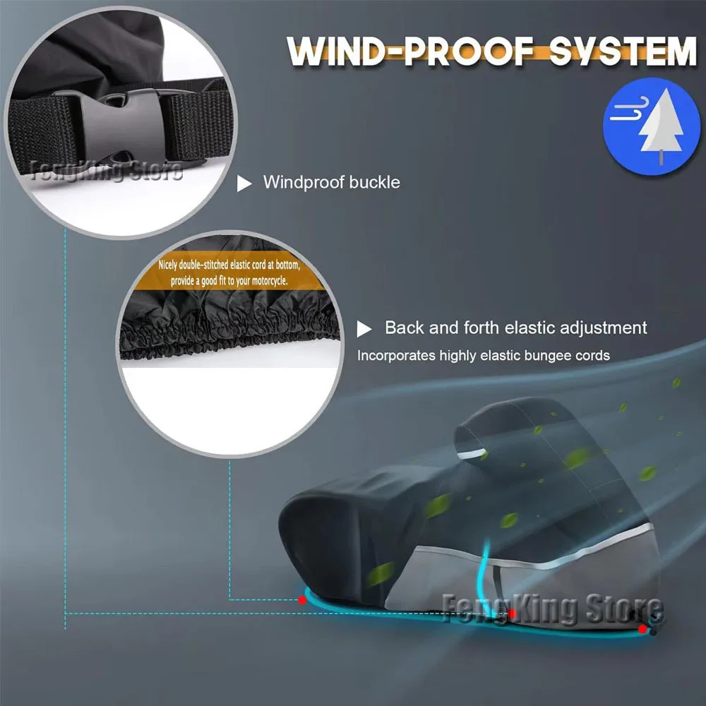 ผ้าคลุมมอเตอร์ไซค์ระดับไฮเอนด์ กันฝุ่น กันฝน กันน้ํา และกันหิมะ เหมาะสําหรับ Harley Davidson Road King