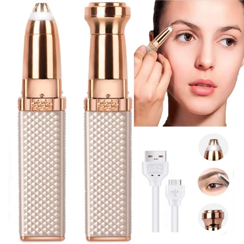 2 in 1 New Electric Eyebrow Trimmer Makeup Painless Eye Brow Epilator Shaver Razors Portable Facial Hair Remover Lady depilator