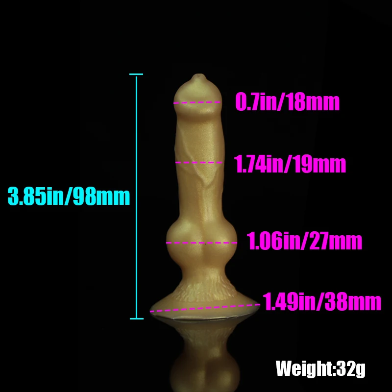 Entry-level Female Masturbator Golden Mini Dog Dildos Realistic Animal Penis Soft Small Wolf Penis Anal Sex Toys For Women 18+