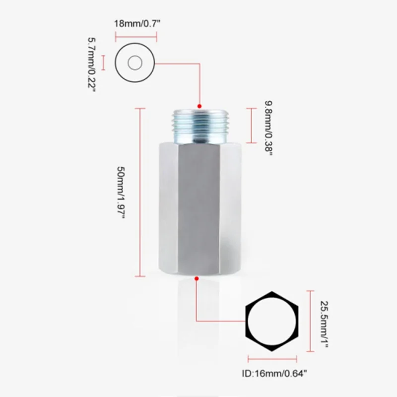 O2 Lambda Oxygen Sensor Bung Adapter Extender Spacer Silver Dossy M18 X 1.5