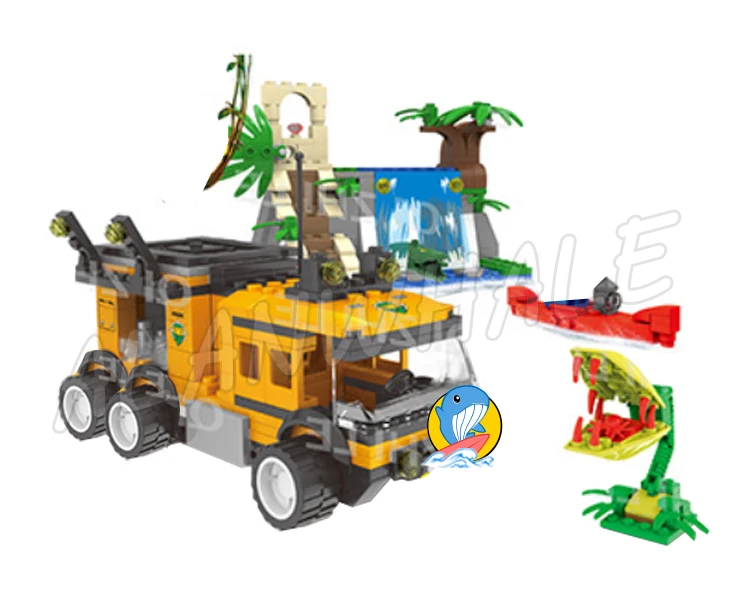 486pcs City Jungle Mobile Lab Waterfall Kayak Venus Flytrap Explorer 10711 Building Block Toys Compatible With Model