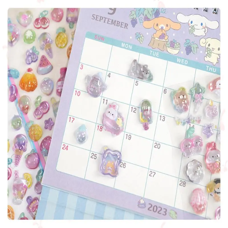 3d alívio geléia adesivos dos desenhos animados animal adesivo doces fantasma coelho adesivos estéticos diy caso de telefone diário papelaria adesivo