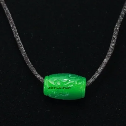 Natural Green Jade Carving Dragon Bead Pendants Accessories DIY Bangle Charm Jewellery Fashion Hand-Carved Amulet Sweater Chain