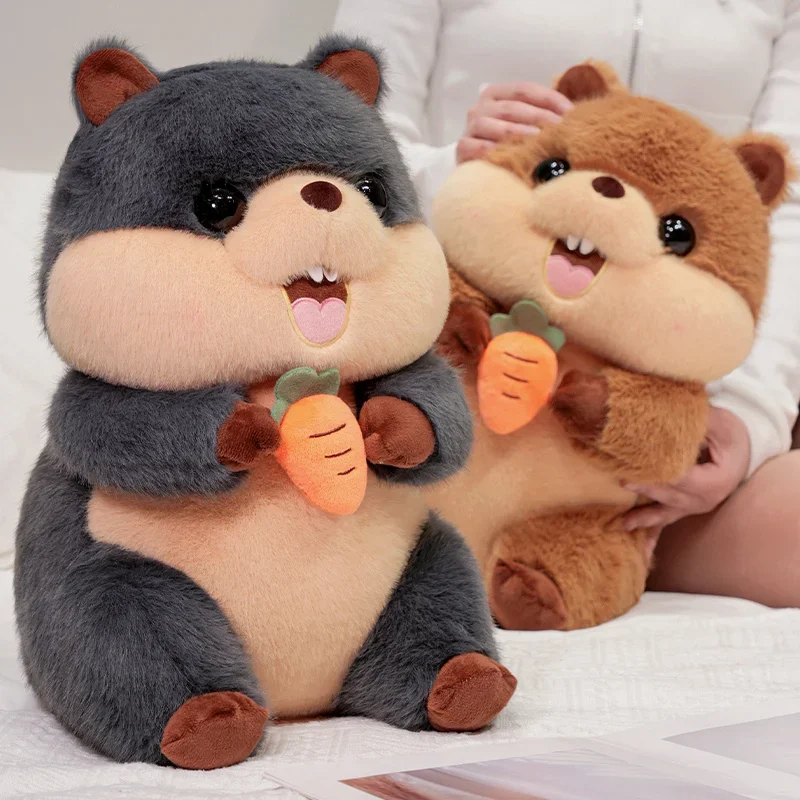 

Gray Brown Capybara Plush Hamster Stuffed Soft Fuzzy Heart Mouth Carrot Teddy Bear Gift Kids Couple Home Decor Cute Nursery