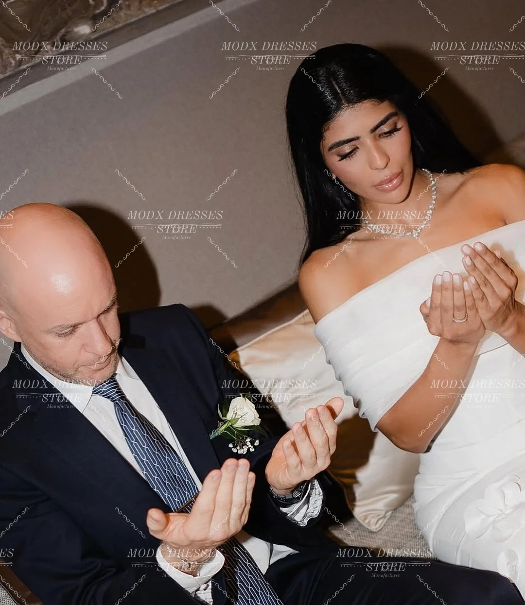 MODX Luksusowa Suknia Ślubna Syrena z Arabskim Wzorem, Ręcznie Robione Kwiaty 3D, Personalizowana Suknia Formalna dla Celebrytek, Vestidos Novias Boda dla Kobiet